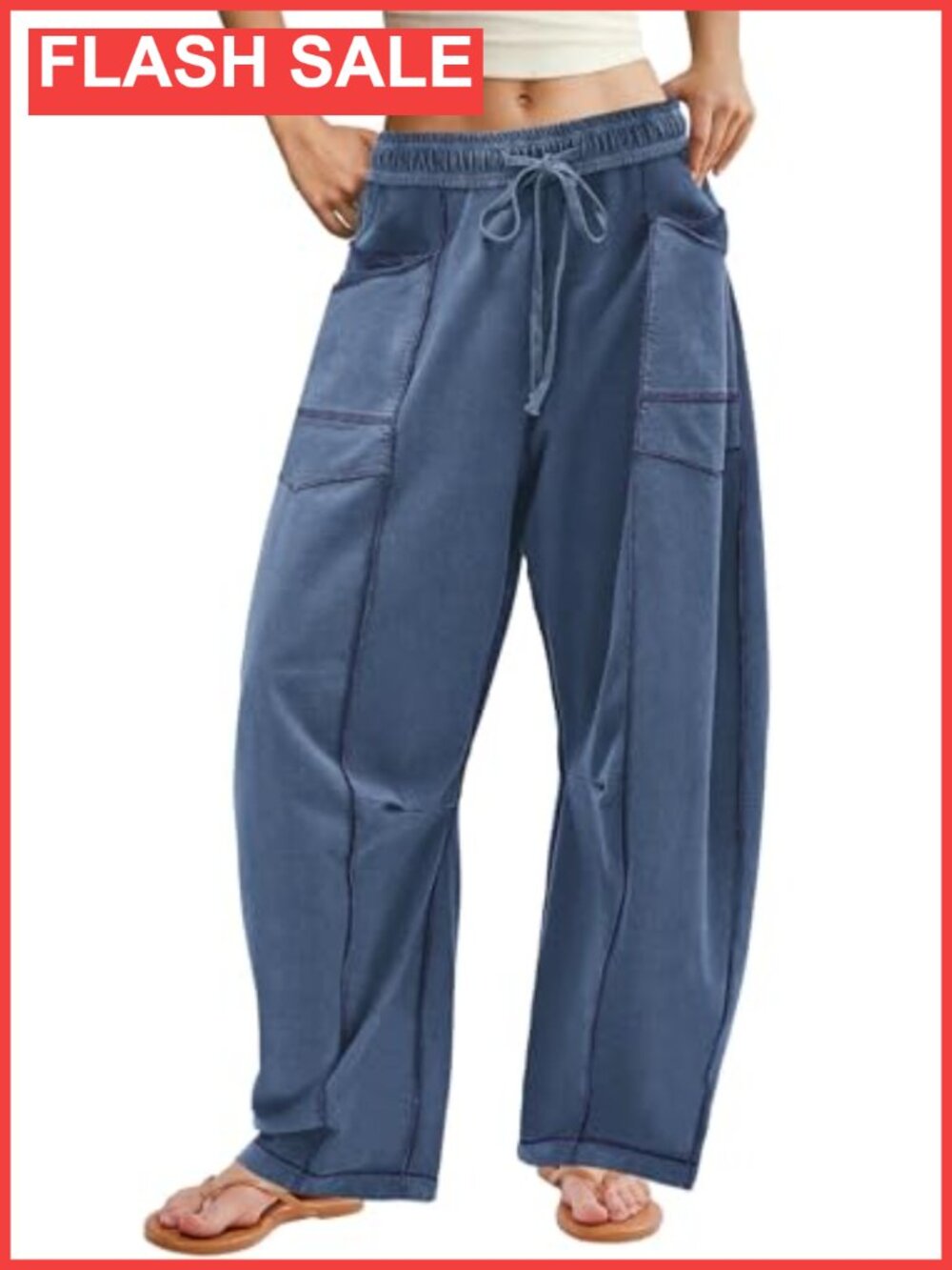 Women's Elastic Waist Wide Leg Barrel Sweatpants High Rise Relaxed Fit